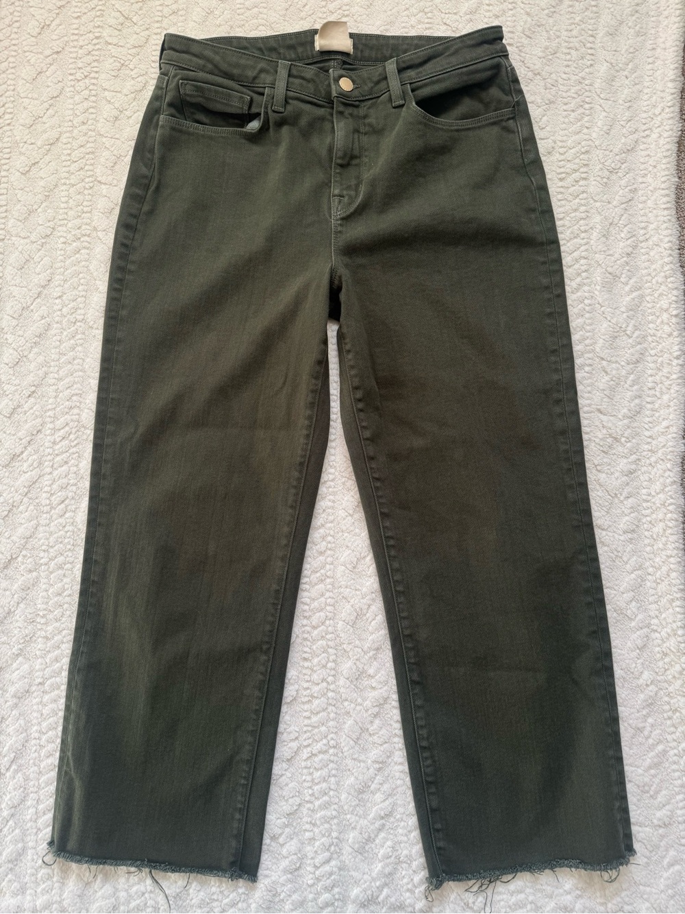 L'AGENCE Wanda High Rise Cropped Jeans Balsam Raw Hem Size 29
